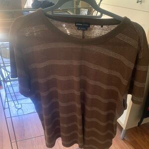 Prana Cozy Up Short Sleeve Crew- Sepia Stripe